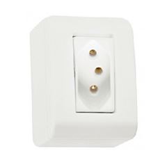 Tomada Sistema Simples  20a 2p+t Branca Ref.57304/003 - Lizflex - Tramontina
