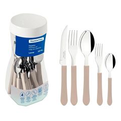 Faqueiro Leme 20 Peças em Aço Inox e Cabos de Polipropileno Cinza TRAMONTINA / REF. 23198/318
