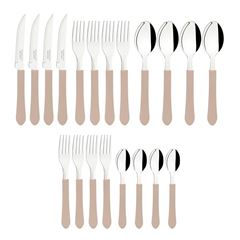 Faqueiro Leme 20 Peças em Aço Inox e Cabos de Polipropileno Cinza TRAMONTINA / REF. 23198/318