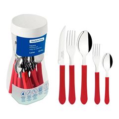 Faqueiro de Inox com 20 Peças Leme Vermelho - Ref. 23198/718 - TRAMONTINA