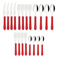 Faqueiro de Inox com 20 Peças Leme Vermelho - Ref. 23198/718 - TRAMONTINA