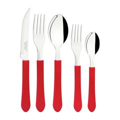Faqueiro de Inox com 20 Peças Leme Vermelho - Ref. 23198/718 - TRAMONTINA
