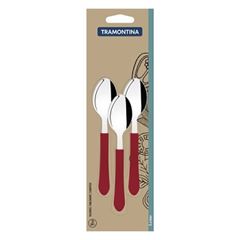 Conjunto de Colheres de Chá Inox 3 Peças Leme Vermelho - Ref. 23187/370 - TRAMONTINA