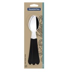 Conjunto de Colher de Mesa Inox 3 Peças Leme Preto - Ref. 23183/300 - TRAMONTINA