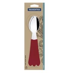 Conjunto de Colher de Mesa Inox 3 Peças Leme Vermelho - Ref. 23183/370 - TRAMONTINA