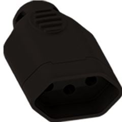 Plug Fêmea Bipolar 2P+T 10A 250v Preto - Ref.1432 - ILUMI