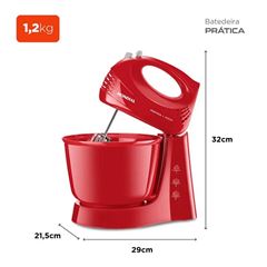 Batedeira Prática Power 400W 220V B-44-R Vermelha MONDIAL / REF. 1067-02