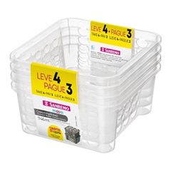 Kit Cesta de Plástico 746ml Leve 4 e Pague 3 Transparente - Ref. SR886/7 - SANREMO