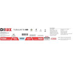 Lâmpada LED Tubular T8 10W Bivolt 4000K DILUX / REF. DI82300