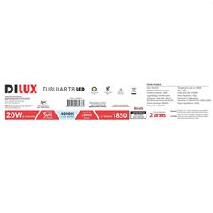 Lâmpada LED Tubular T8 20W Bivolt 4000k DILUX / REF. DI82331