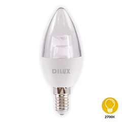 Lâmpada LED 3W Bivolt Vela Translúcida E14 2700k DILUX /  REF. DI82539