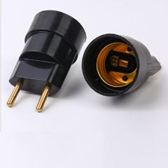 Soquete Termoplástico Fixo com Adaptador Plug Macho E27 Preto DILUX /REF.:DI89040 