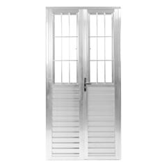 Porta De Giro Duplo Postigo Home 1,00x2,10m De Alumínio Natural 2 Folhas De Vidro Canelado QUALITY / REF. EMC045005