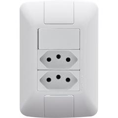 Interruptor 4x2 6A com 2 Tomada 2P+T 10A Aria Branco TRAMONTINA / REF. 57241/087
