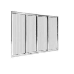 Janela de Correr Home 4 Folhas de Vidro Canelado 200x100m Alumínio Natural QUALITY/ REF. EMC022030 