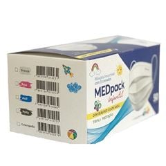 Mascara Descartável Infantil Tripla Camada com 50 Peças Medpack Branca MEDEVICE / REF. 5494