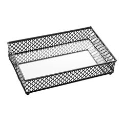 Bandeja de Metal com Espelho Barcelona 21x13x5cm Preto LYOR / REF.  4547