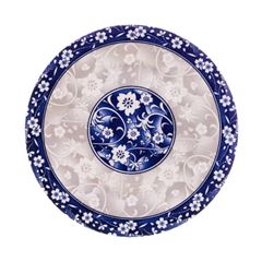 Prato Raso para Sobremesa de Porcelana Blue Garden 19,5cm Branco e Azul LYOR / REF. 8594