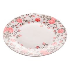 Prato de Sobremesa Raso de Porcelana Pink Garden 19,5cm LYOR / REF. 8596