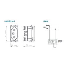 Tomada Módulo 4x2 2P+T Aria 10A 250V Branco TRAMONTINA / REF. 57217/030