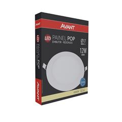 Painel LED em Alumínio Redondo 12W de Embutir Bivolt 4000k Branco AVANT / REF. 840080877