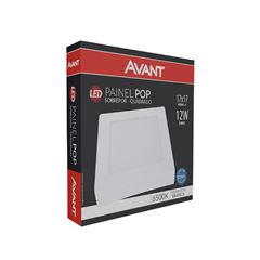 Painel LED em Alumínio Quadrado 12W de Sobrepor Bivolt 6500k Branco AVANT / REF. 768451372