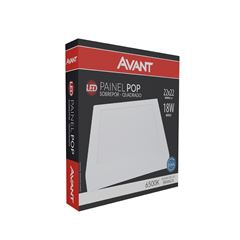 Painel LED em Alumínio Quadrado 18W de Sobrepor Bivolt 6500k Branco AVANT / REF. 768101372