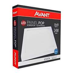 Painel Luminária de Sobrepor Led Pop 6500K 24W Bivolt 30x30x1,5cm Branco AVANT / REF. 903041371