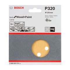 Disco de Lixa para Lixadeiras Excêntricas com 8 Furos C470 GR320 120mm Best for Wood&Paint BOSCH / REF. 2608605074-000