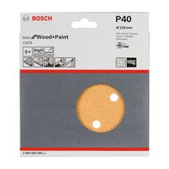 Disco de Lixa para Lixadeiras Excêntricas com 8 Furos C470 GR40 150mm Best for Wood&Paint BOSCH / REF. 2608605085-000