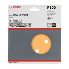 Disco de Lixa para Lixadeiras Excêntricas com 8 Furos C470 GR100 150mm Best for Wood&Paint BOSCH / REF. 2608605088-000