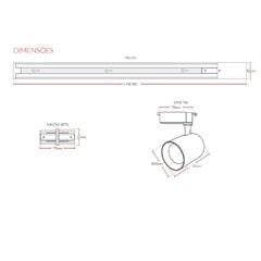 Kit Trilho Elegance  com 3 Spot LED 7W 6500k Branco AVANT / REF. 251091376