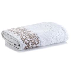 Toalha de Banho Jacquard Medalhão 70x140cm Branco CORTTEX / REF. 700244-56-1