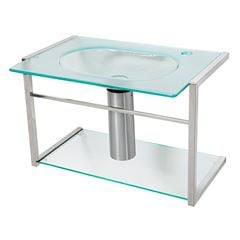 Lavabo de Vidro e Inox Suspenso 38,5x58,5 Incolor CRISMETAL / REF. 000.948-2