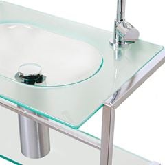 Lavabo de Vidro e Inox Suspenso 38,5x58,5 Incolor CRISMETAL / REF. 000.948-2