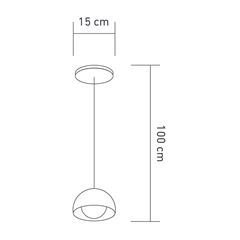 Pendente em Alumínio Noruega com Cúpula 20W Bivolt Preto e Dourado STARTEC / REF. 146000086