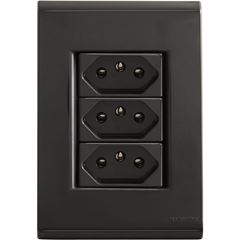 Tomada Tripla 4X2 2p+T 10A 220V Liz Grafite TRAMONTINA / REF.  57173076