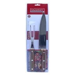 Kit Churrasco em Inox 2 Peças com Cabo de Madeira HAUSKRAFT / REF. FCH-J921