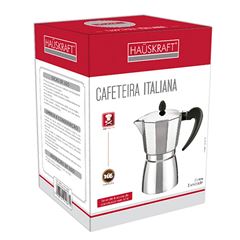 Cafeteira Italiana em Alumínio 300ml Serve 6 Xícaras HAUSKRAFT / REF. CAFT-006AL