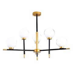 Pendente de Alumínio e Vidro 40W Bivolt 6XE27 Eagle Preto e Dourado DILUX / REF. DI95898
