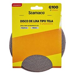 Disco Lixa GR100 125mm em Tela Madeira e Metal 5 Peças STAMACO / REF. 10289