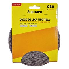 Disco Lixa GR80 150mm em Tela Madeira e Metal 5 Peças STAMACO / REF. 10357