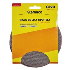Disco Lixa GR120 150mm em Tela Madeira e Metal 5 Peças STAMACO / REF. 10371