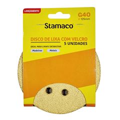 Disco Lixa GR40 125MM Velcro Perfurado 5 Peças STAMACO / REF. 10432
