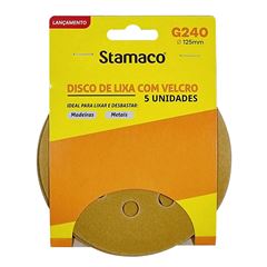 Disco Lixa GR240 125MM Velcro Perfurado 5 Peças STAMACO / REF. 10494