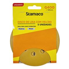 Disco Lixa GR400 125MM Velcro Perfurado 5 Peças STAMACO / REF. 10517