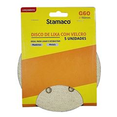 Disco Lixa GR60 150MM Velcro Perfurado 5 Peças STAMACO / REF. 10531