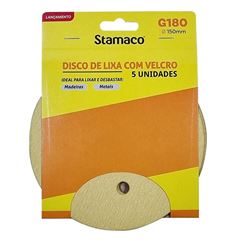 Disco Lixa GR180 150MM Velcro Perfurado 5 Peças STAMACO / REF. 10579