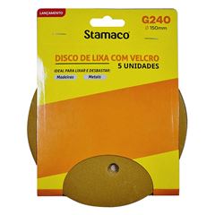 Disco Lixa GR240 150MM Velcro Perfurado 5 Peças STAMACO / REF. 10586