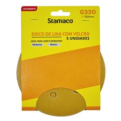 Disco Lixa GR320 150MM Velcro Perfurado 5 Peças STAMACO / REF. 10593